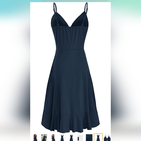 Ultranice summer casual wrap v neck ruffle bottom dress. - Picture 4 of 9